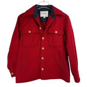 VTG‎ 60s Fox Knapp Red Wool Shirt Jacket MEN S Made in USA HUNTING OUTDOOR BARN